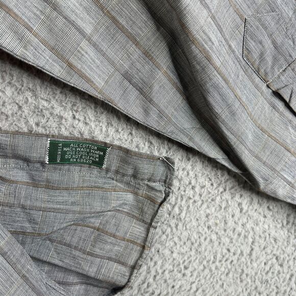 Vintage Gitman Bros Shirt Men Large Gray Brown Gold Striped Button Up Pocket USA - Picture 8 of 13